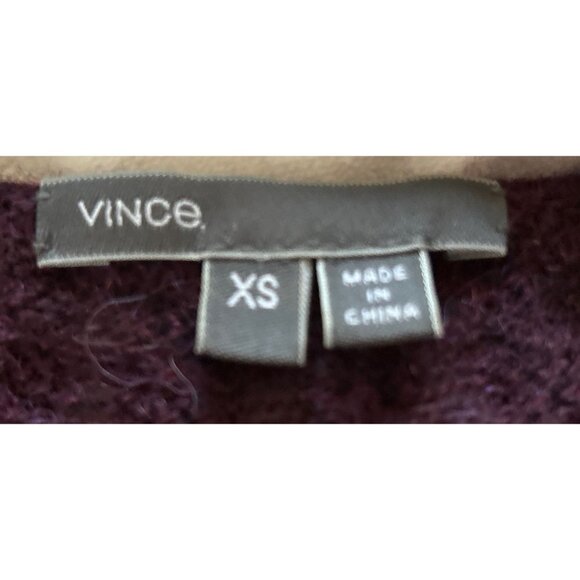 VINCE Cable Knitted Tunic Boatneck Sweater Purple Oversized Pullover Size XSmall - Picture 5 of 10